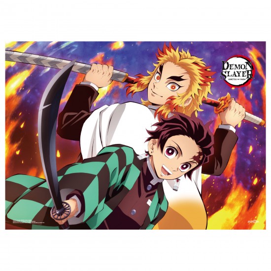 Demon Slayer: Kimetsu no Yaiba Tanjiro And Kyojuro Rengoku Fabric Poster (A0)