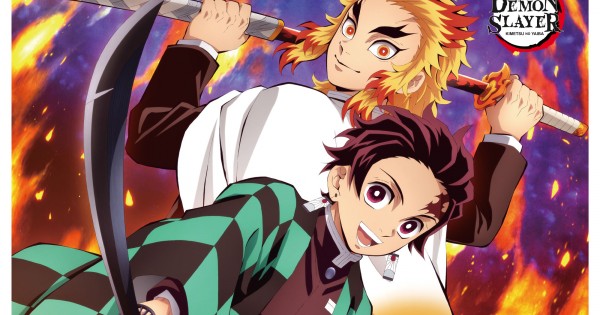 Demon Slayer: Kimetsu no Yaiba Tanjiro And Kyojuro Rengoku Fabric ...